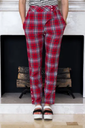 Kiku Pants - Red Checked Print