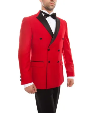 Red Double Breasted Tuxedo with Shawl Lapel