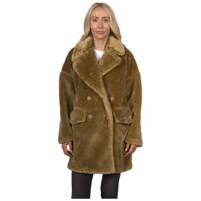 Topshop Women's Hazel Faux Fur Coat - Mustard