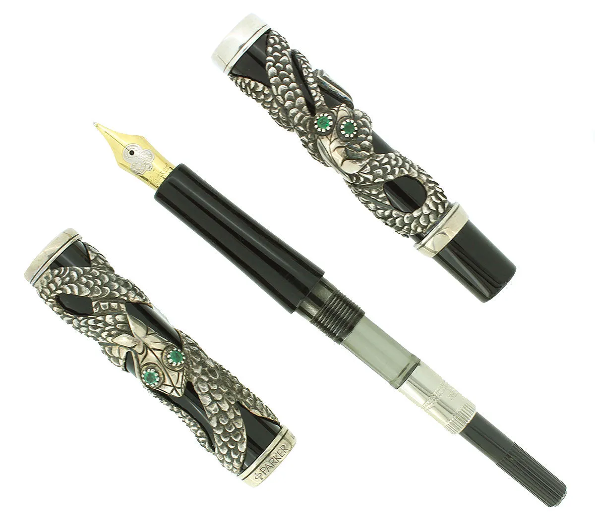 1997 PARKER STERLING SILVER SNAKE LIMITED EDITION FOUNTAIN PEN NEVER INKED