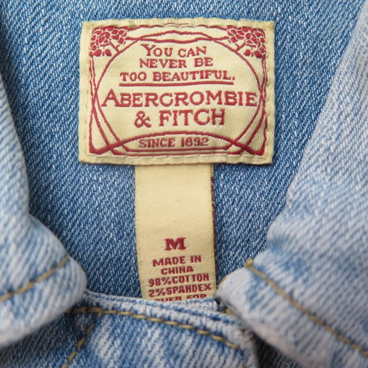 Abercrombie & Fitch Jacket Womens Medium Blue Denim Stretch Long Sleeve Cotton