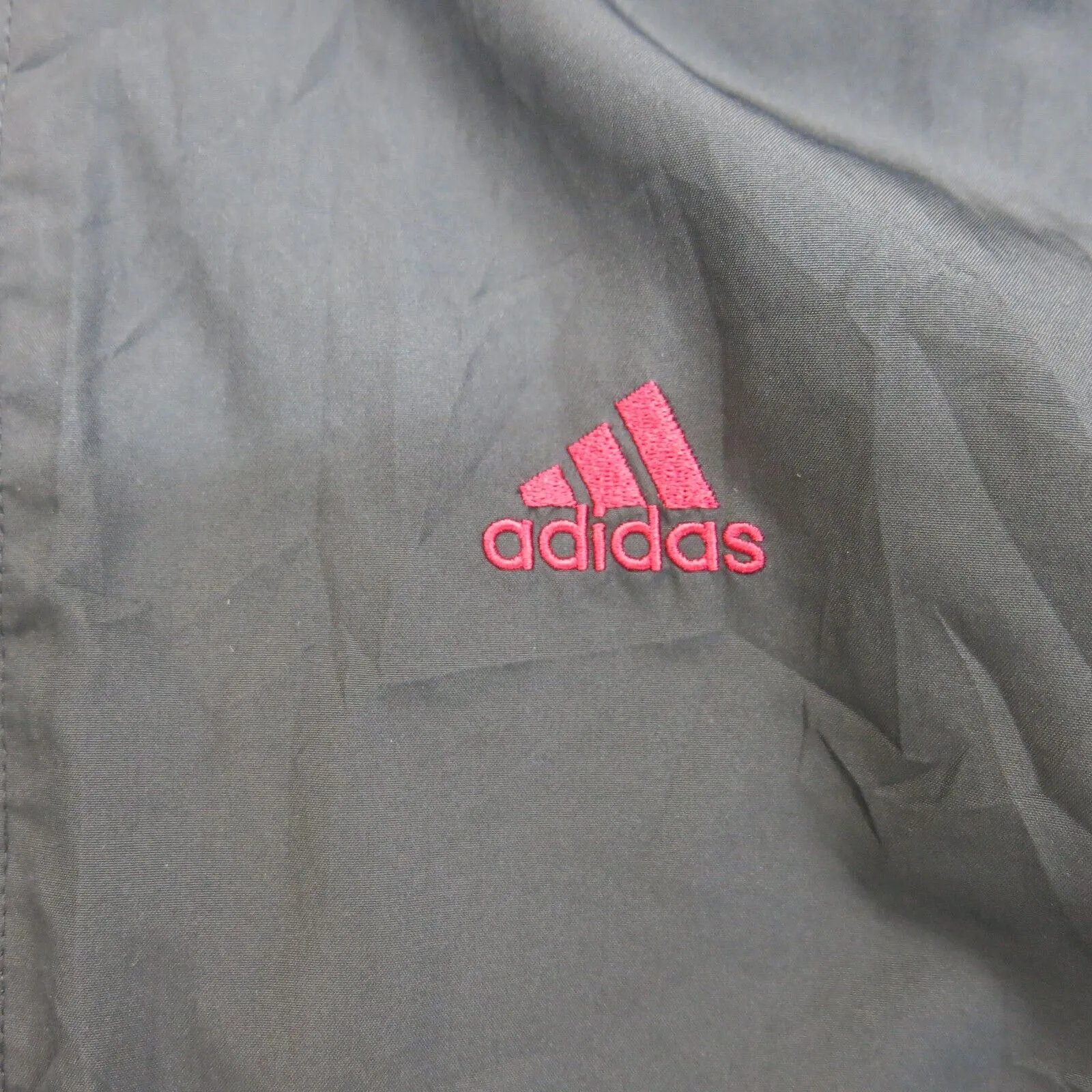 Adidas 3 Stripes Womens Full Zip Rain Jacket Embroidered Logo Black Size Medium