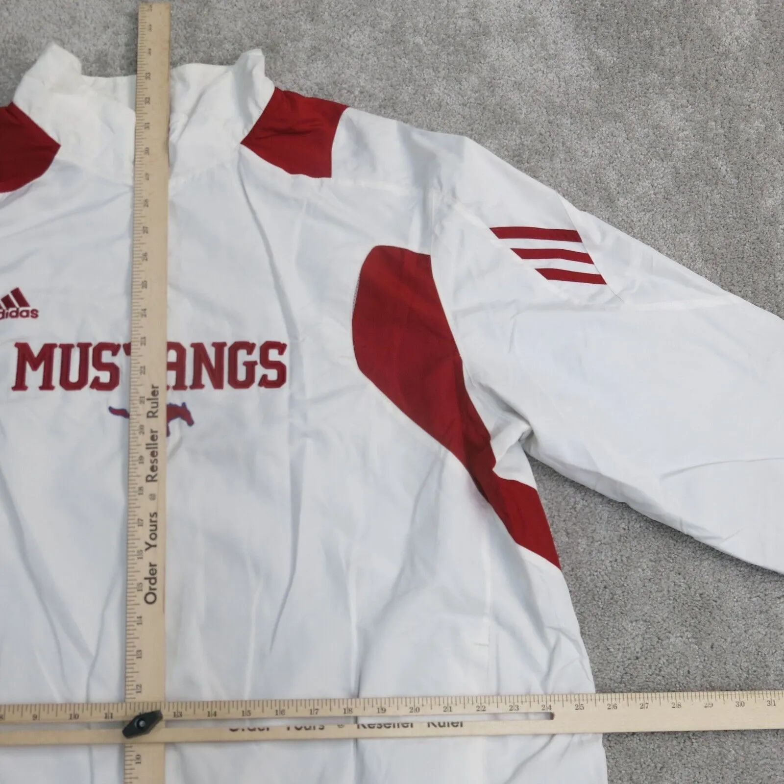 Adidas Climaproof Mens Quarter Zip Lightweight Jacket Mustangs White Red Size XL