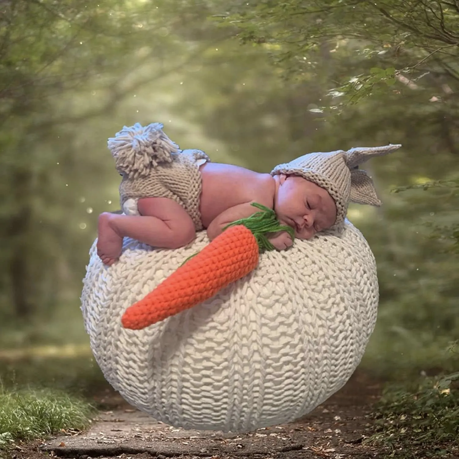 Adorable Rabbit Photography Clothing Set for Children: Crochet Knitting Stick Hat and Pants with Carrot