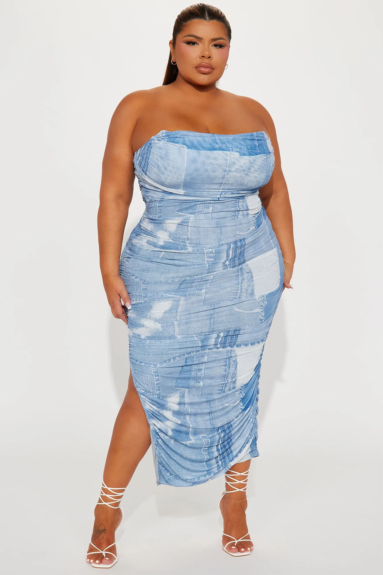 Alexis Mesh Maxi Dress - Blue/combo