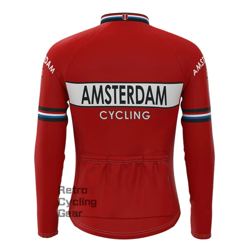 Amsterdam Red Retro Long Sleeve Cycling Kit