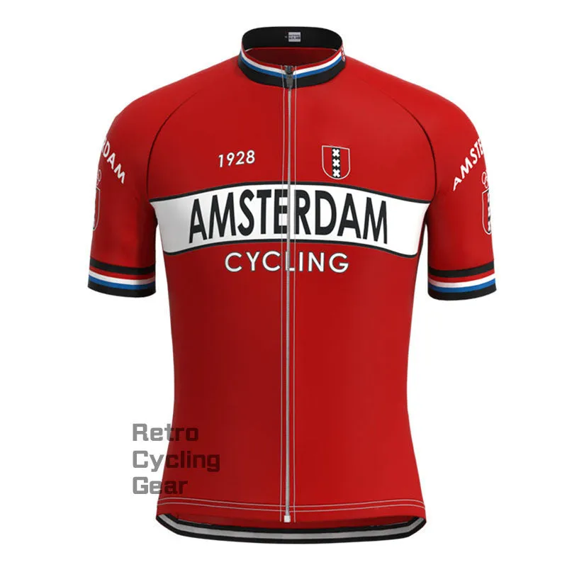 Amsterdam Red Retro Long Sleeve Cycling Kit