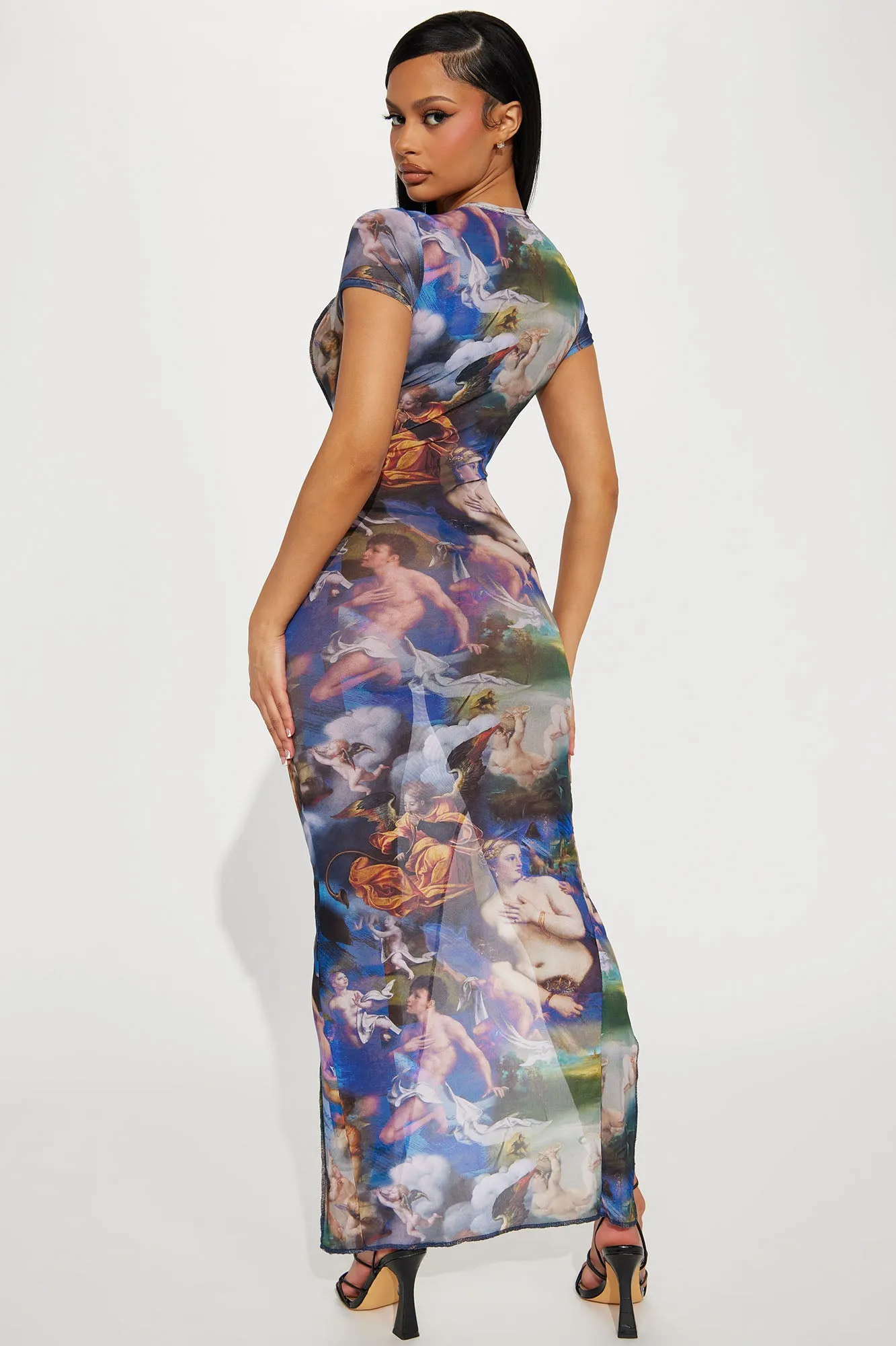 Angels In The Sky Mesh Maxi Dress - Multi Color