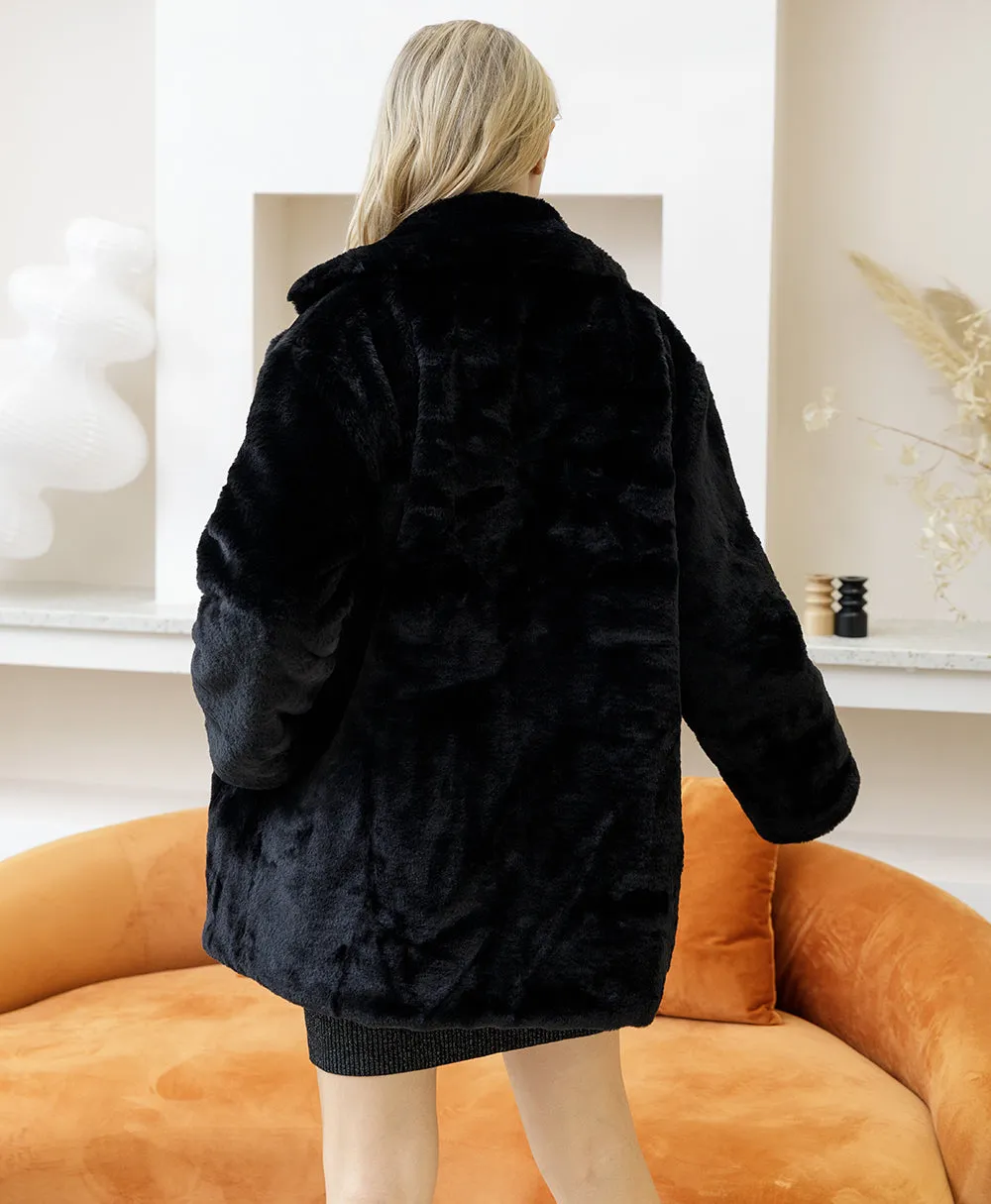 Autumn Winter New Women Faux Fur Coat Elegant Fluffy Thick Warm