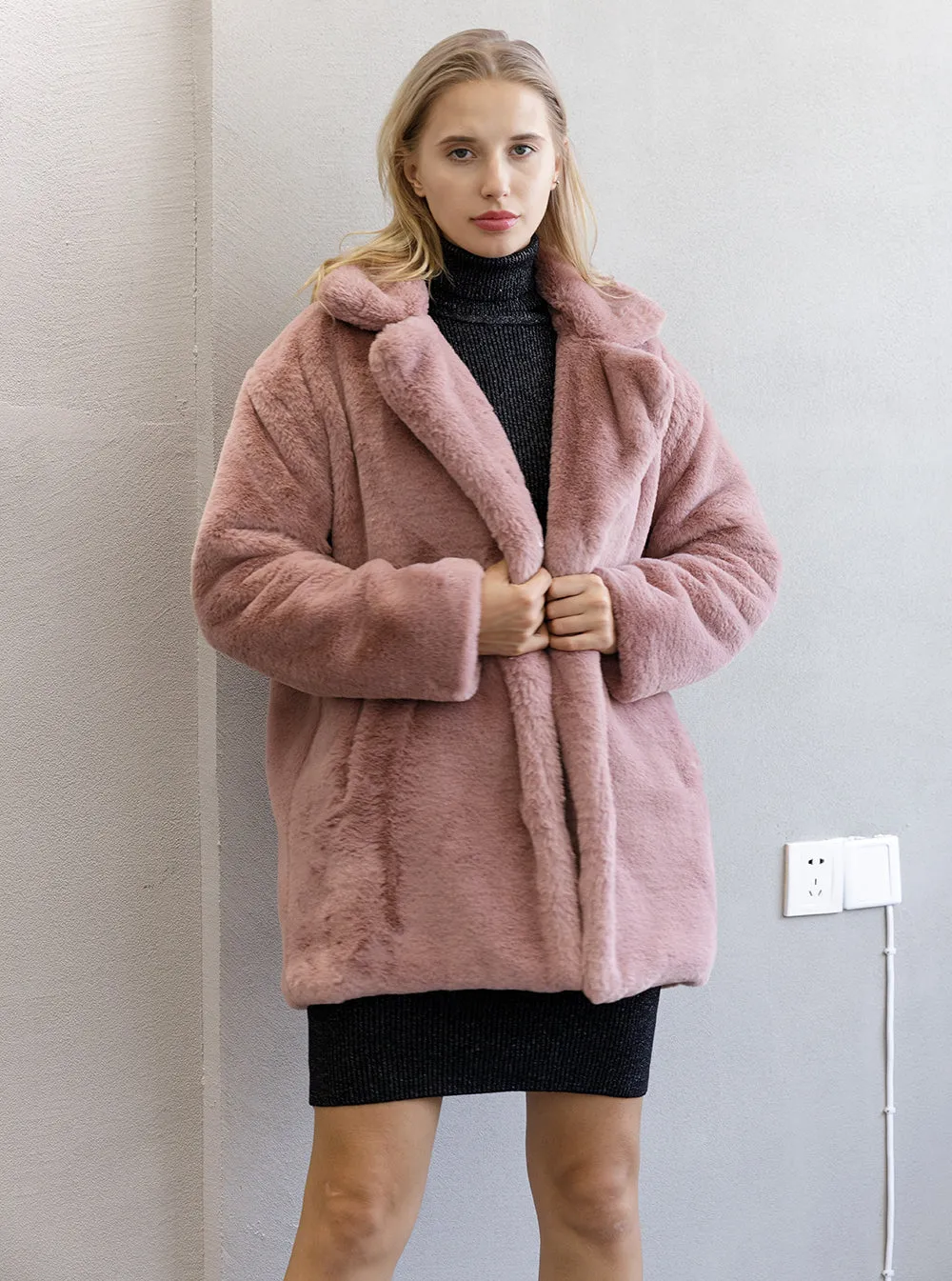 Autumn Winter New Women Faux Fur Coat Elegant Fluffy Thick Warm