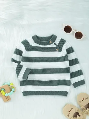 Baby Boy Striped Cable Knit Sweater, Newborn Winter Clothes