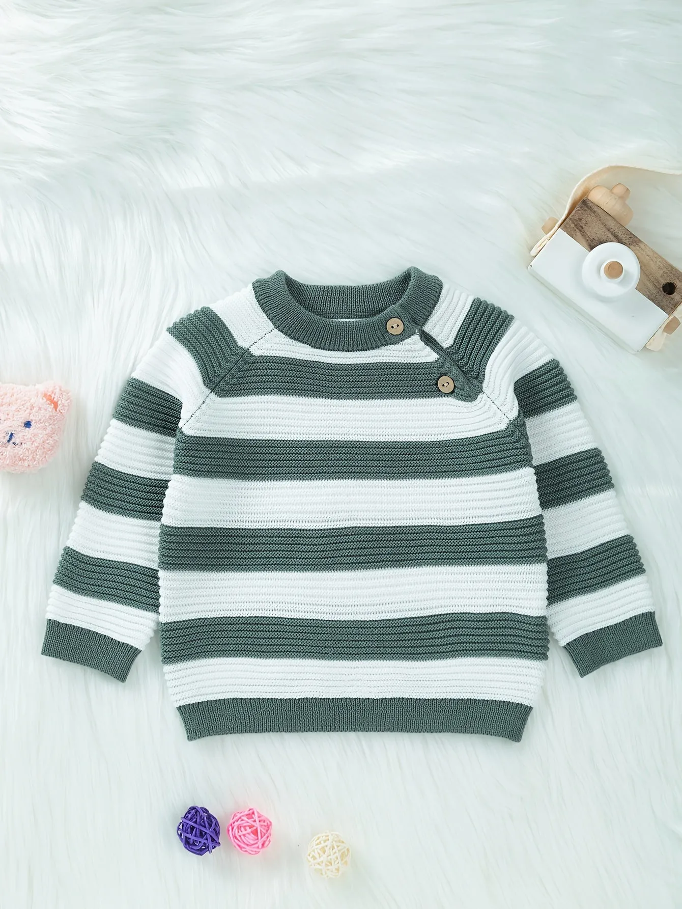 Baby Boy Striped Cable Knit Sweater, Newborn Winter Clothes