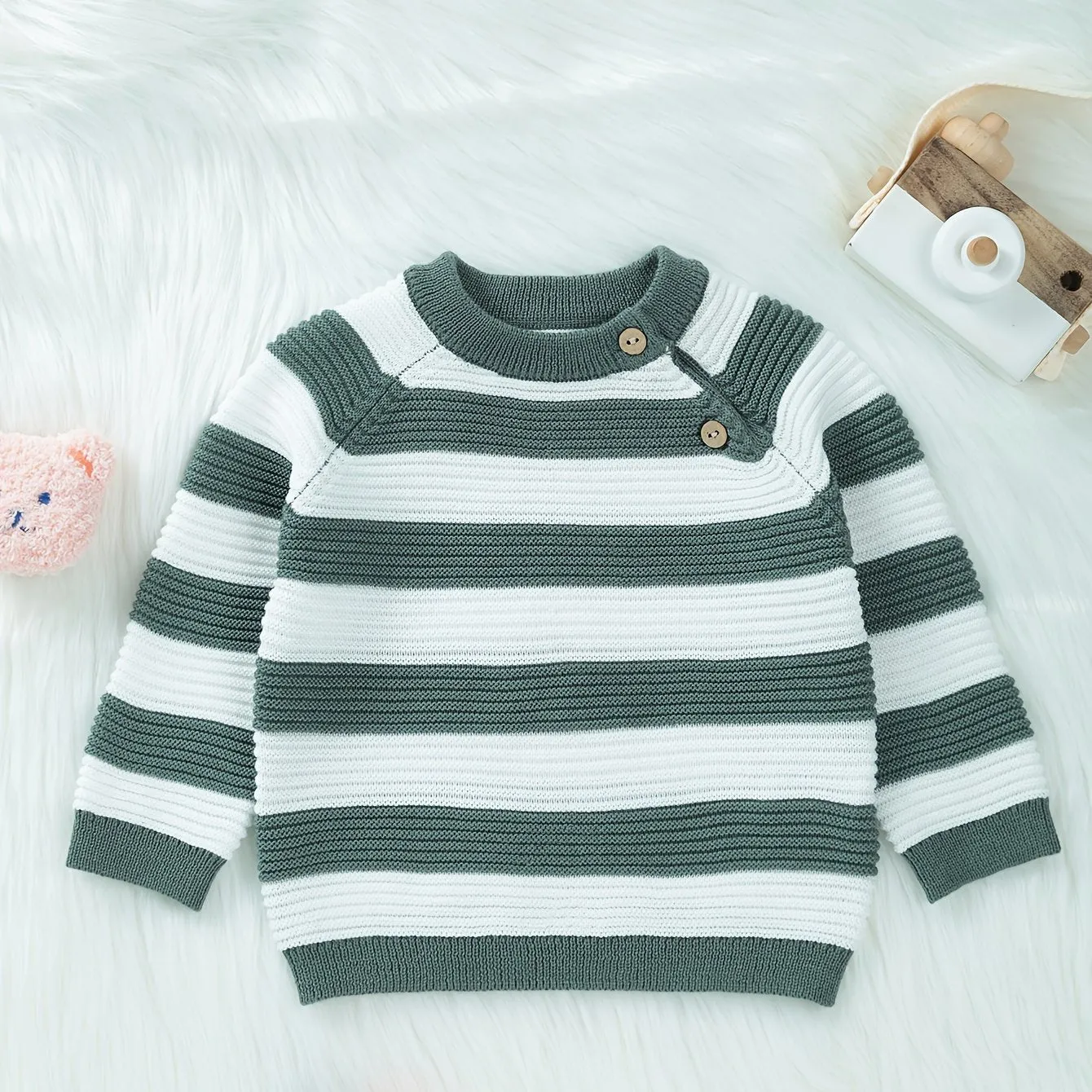 Baby Boy Striped Cable Knit Sweater, Newborn Winter Clothes