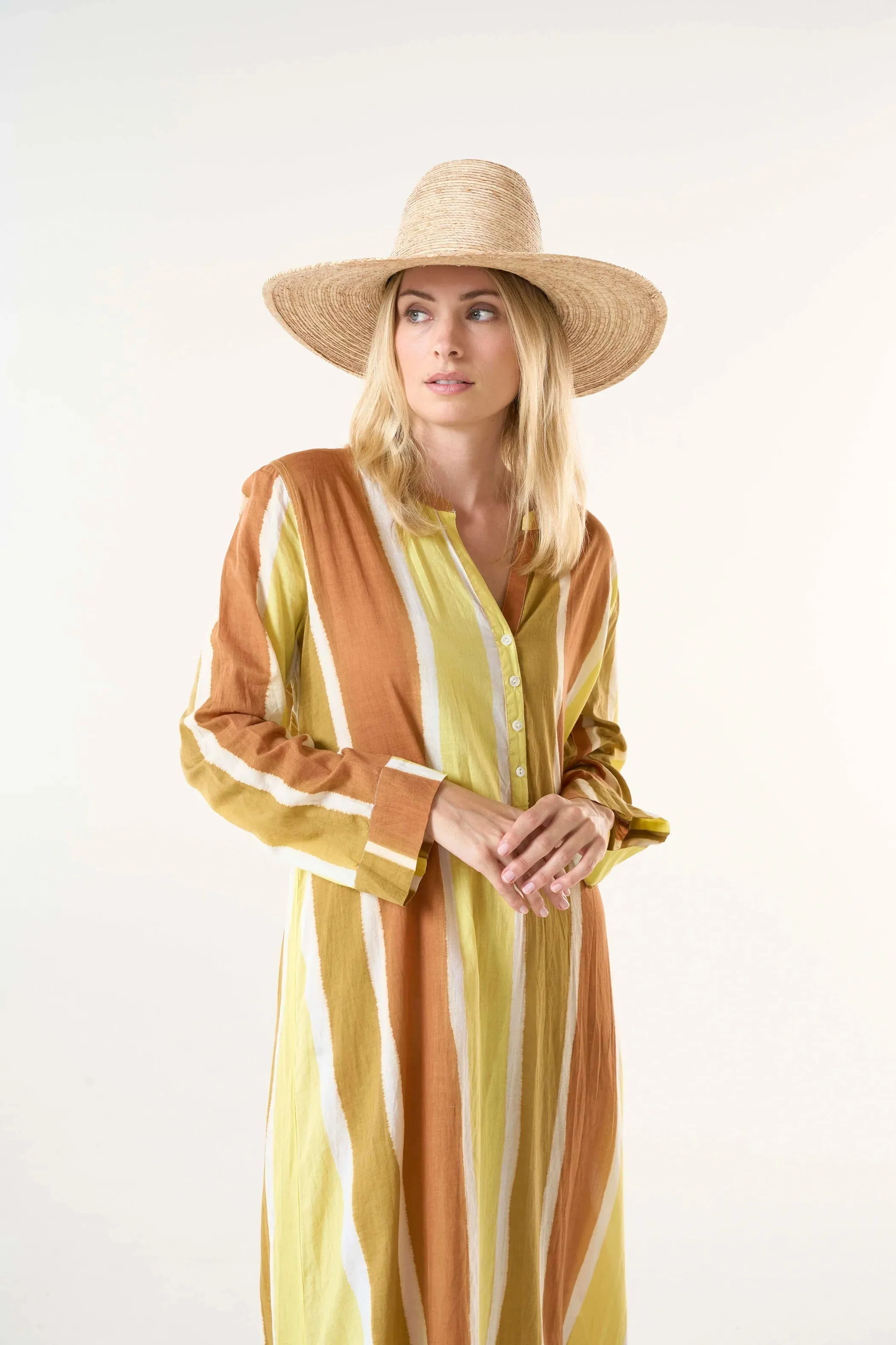 BAZAAR STRIPE COTTON DRESS | Moroccan Stripe Citrine