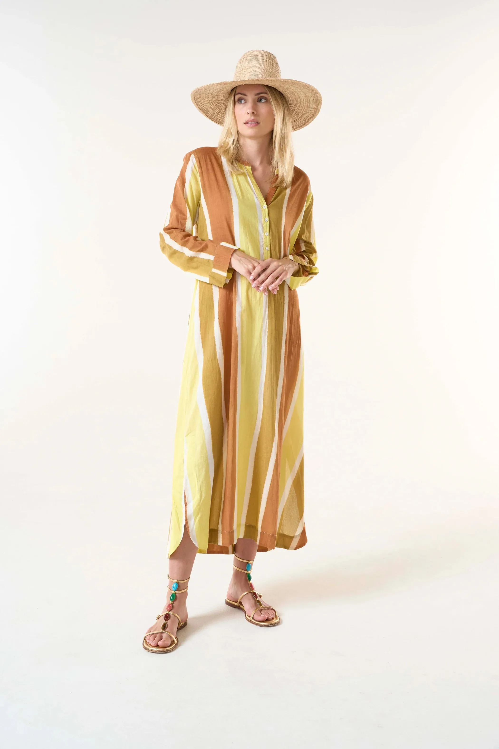 BAZAAR STRIPE COTTON DRESS | Moroccan Stripe Citrine