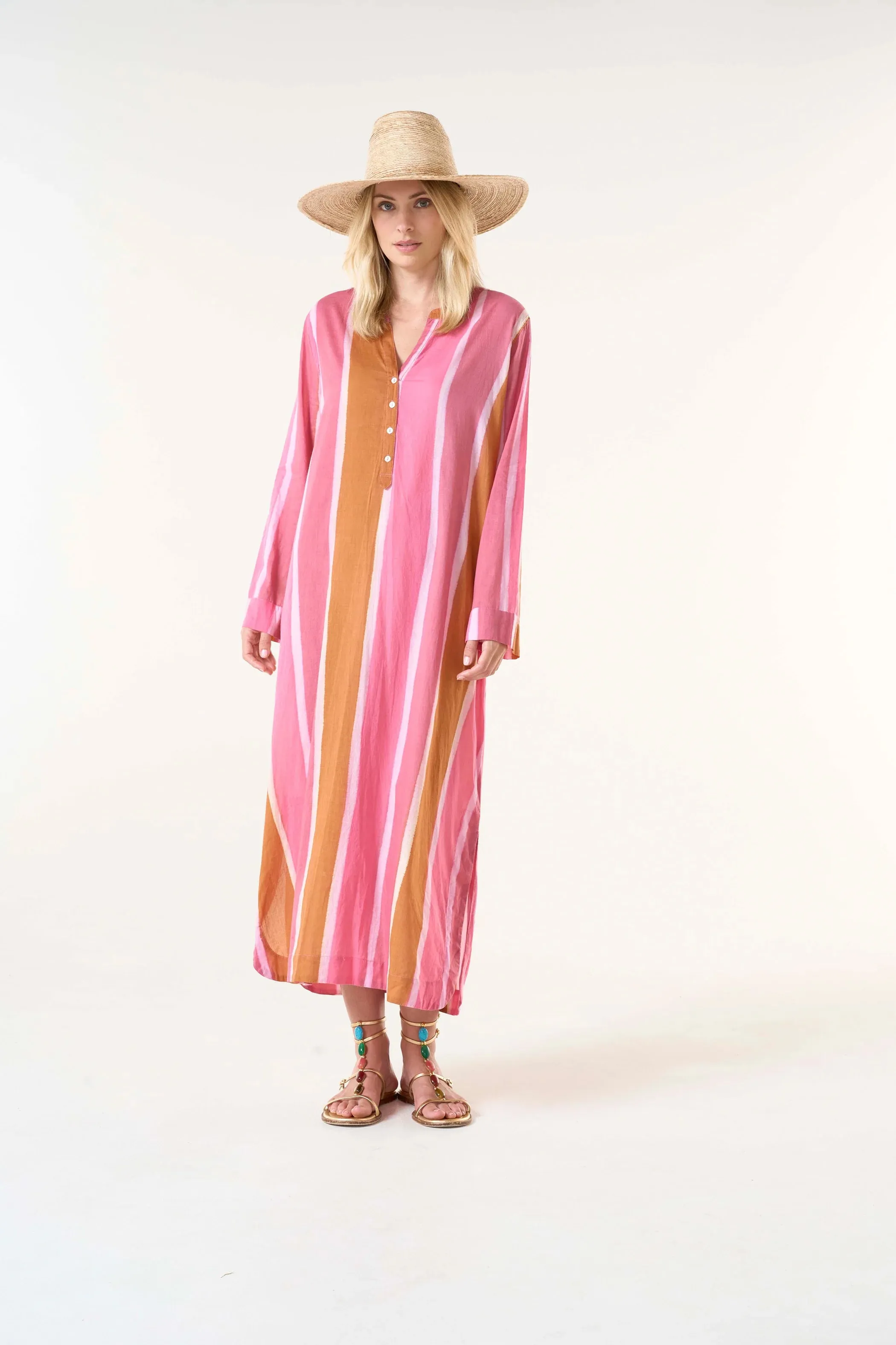 BAZAAR STRIPE COTTON DRESS | Moroccan Stripe Pink