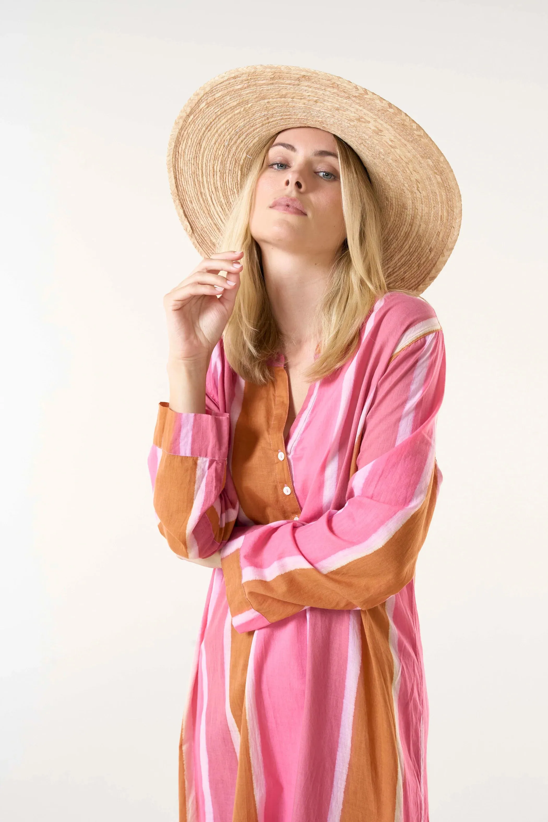 BAZAAR STRIPE COTTON DRESS | Moroccan Stripe Pink