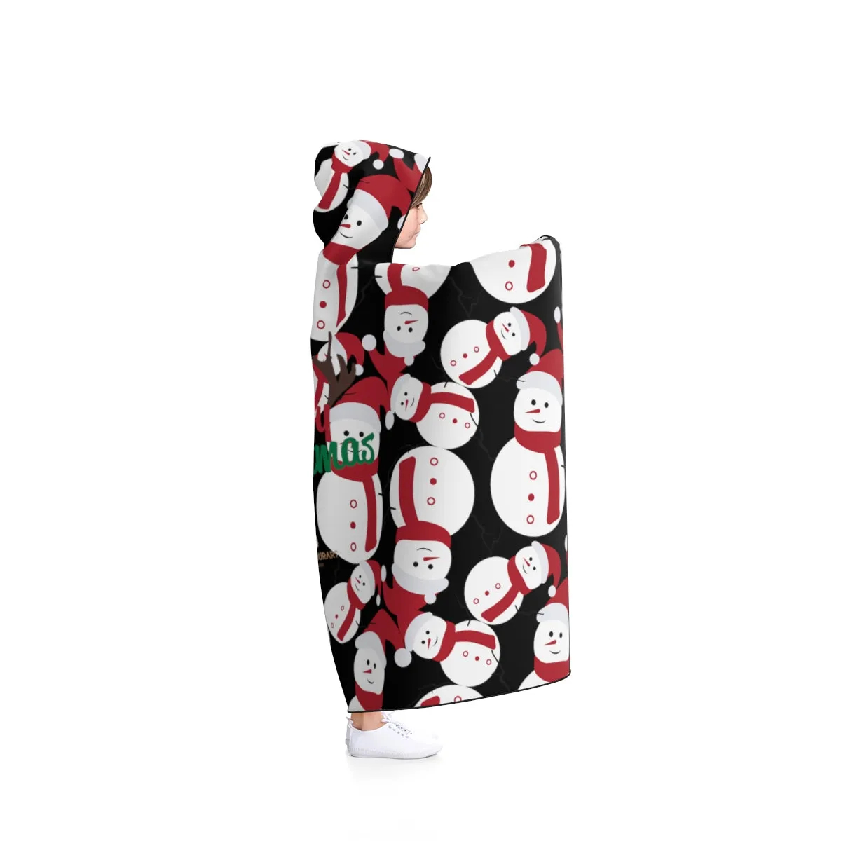 Black Snowman Christmas Hooded Blanket, Lightweight Christmas Holiday Soft Blanket