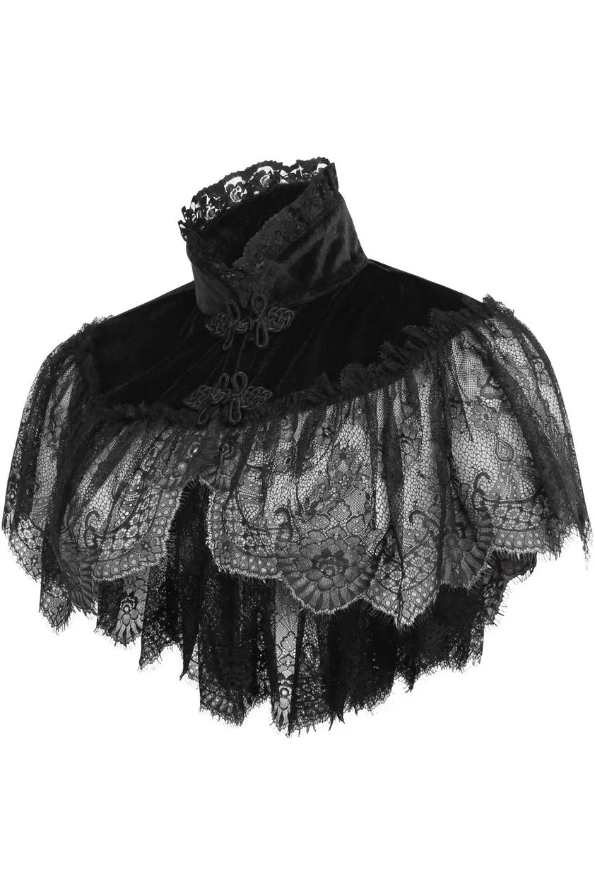 Black Velvet & Lace Capelet