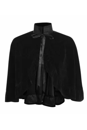 Black Velvet Ruffle Cape