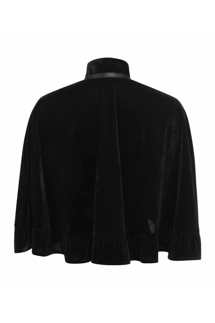 Black Velvet Ruffle Cape