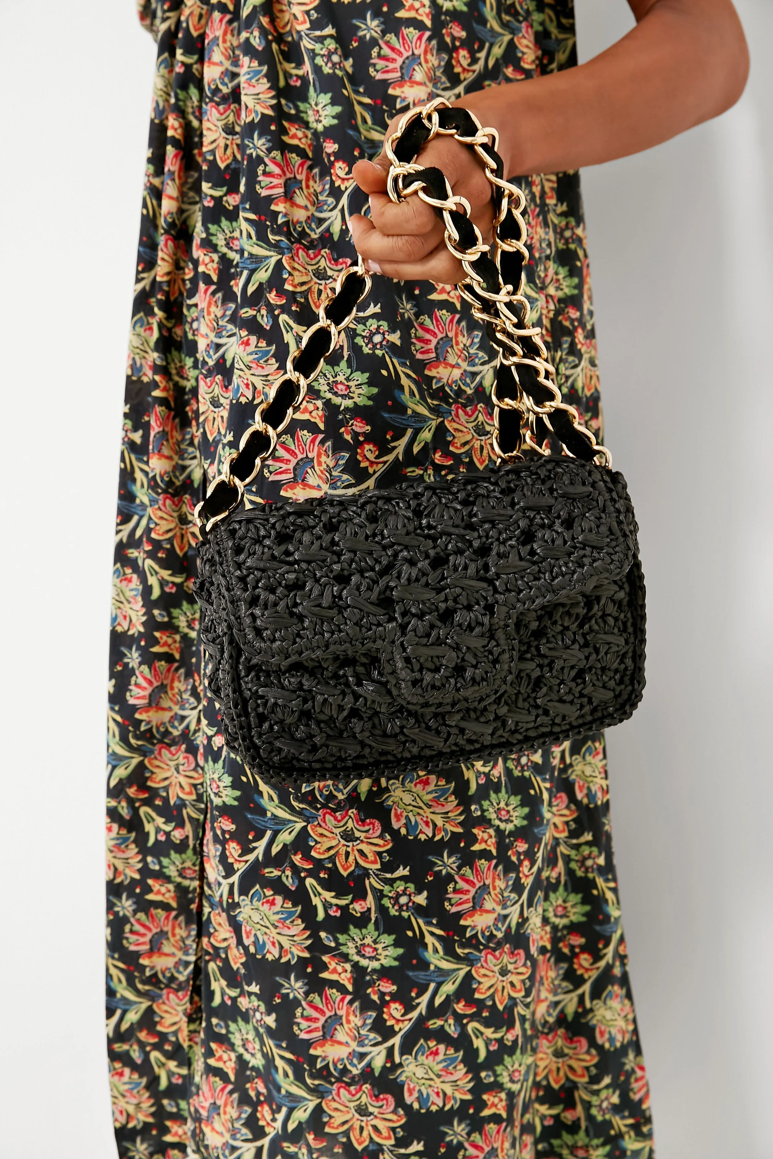 Black Woven Shoulder Bag