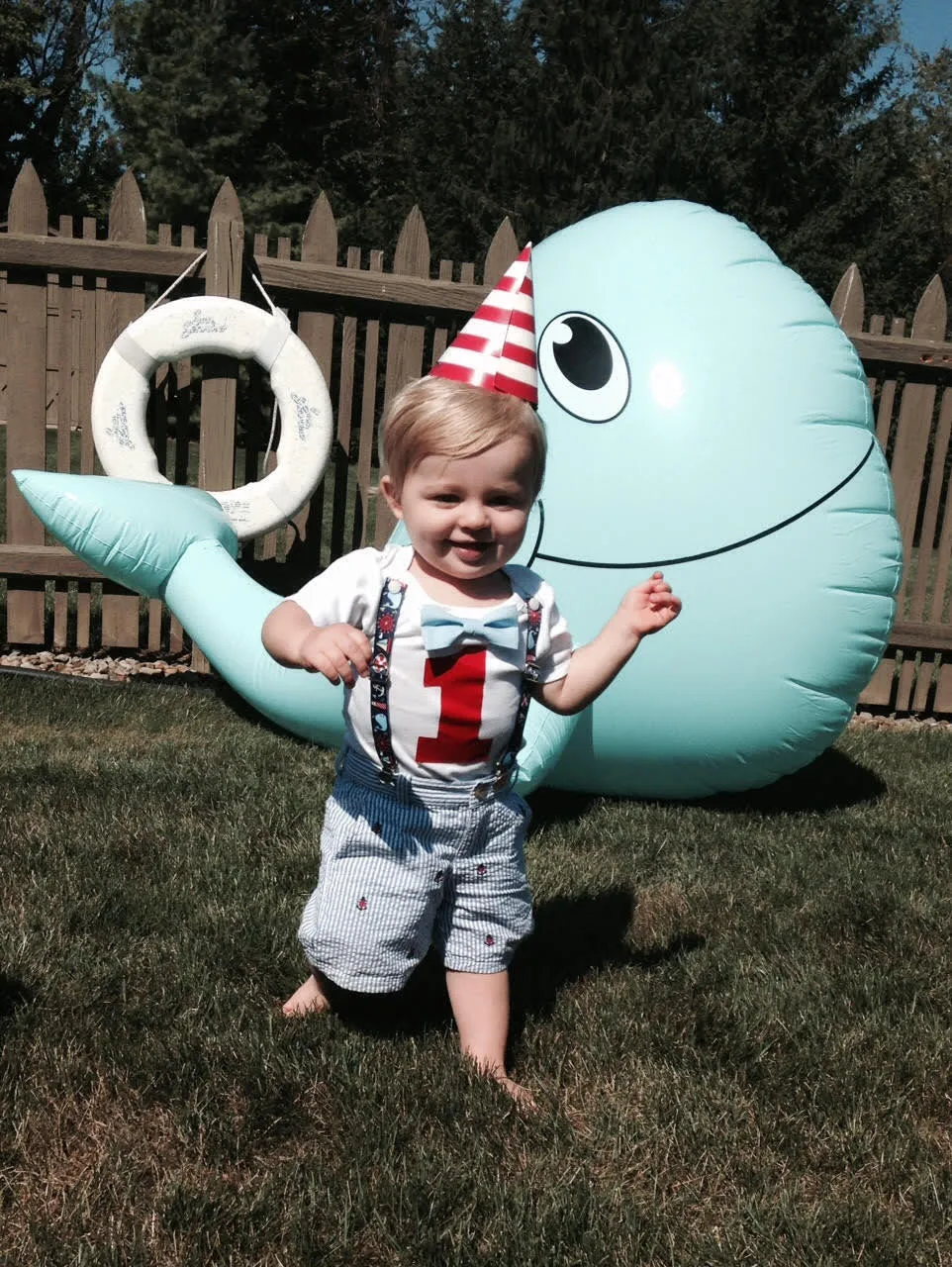 Boys Nautical Theme First Birthday Onesie Whales Sailboats Shirt