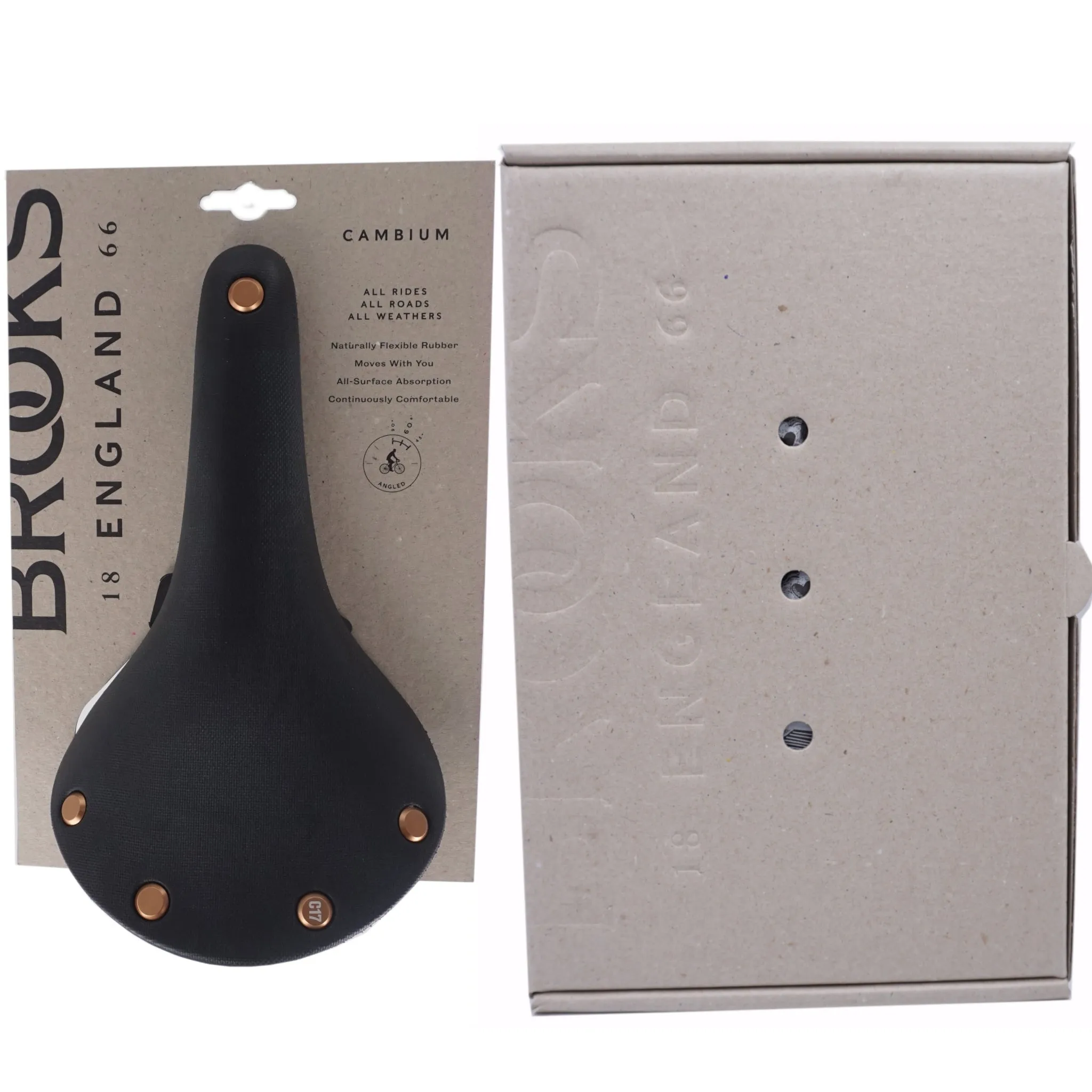 Brooks C17 Cambium Waterproof Rubber Saddle - Black, Mud Green, Black Copper