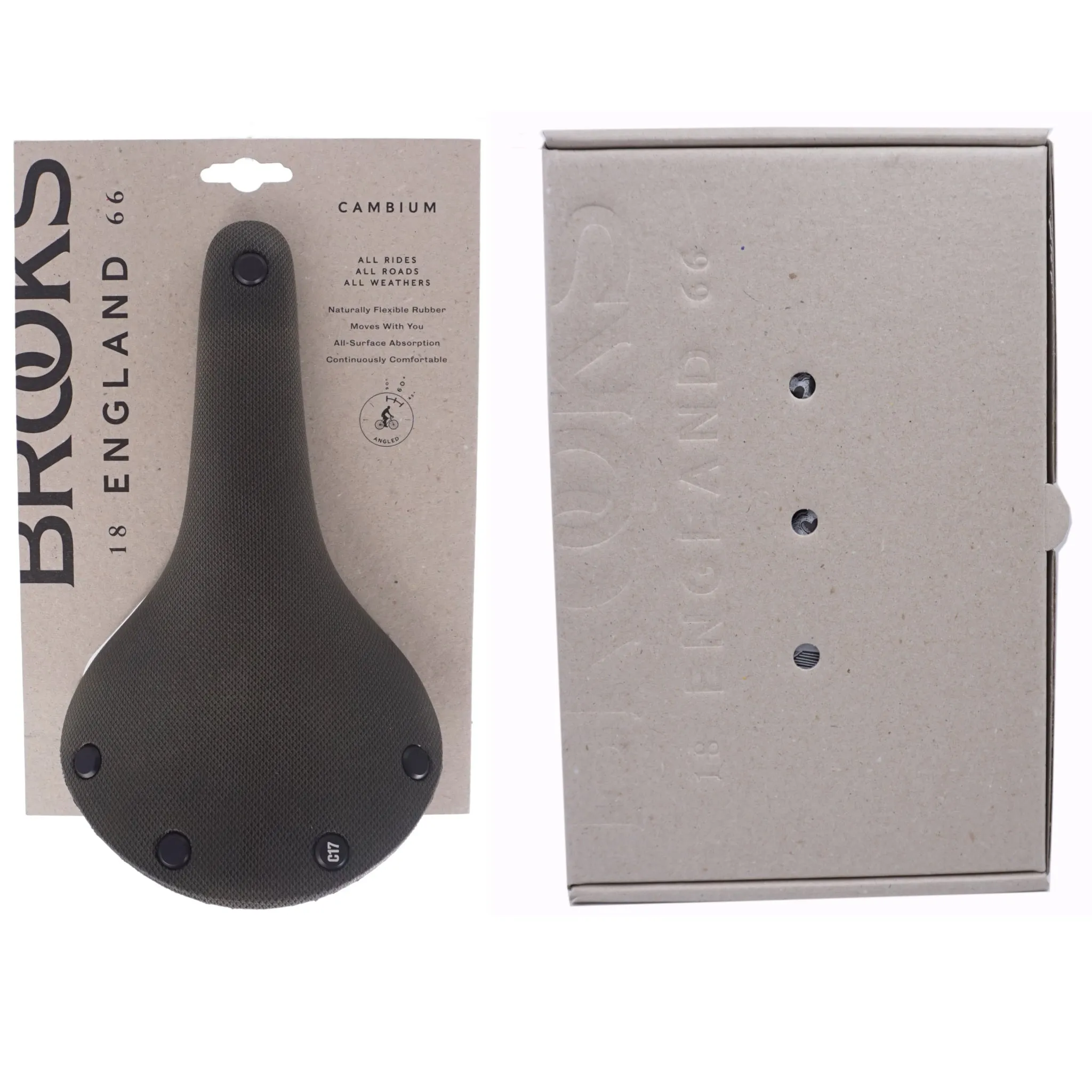 Brooks C17 Cambium Waterproof Rubber Saddle - Black, Mud Green, Black Copper