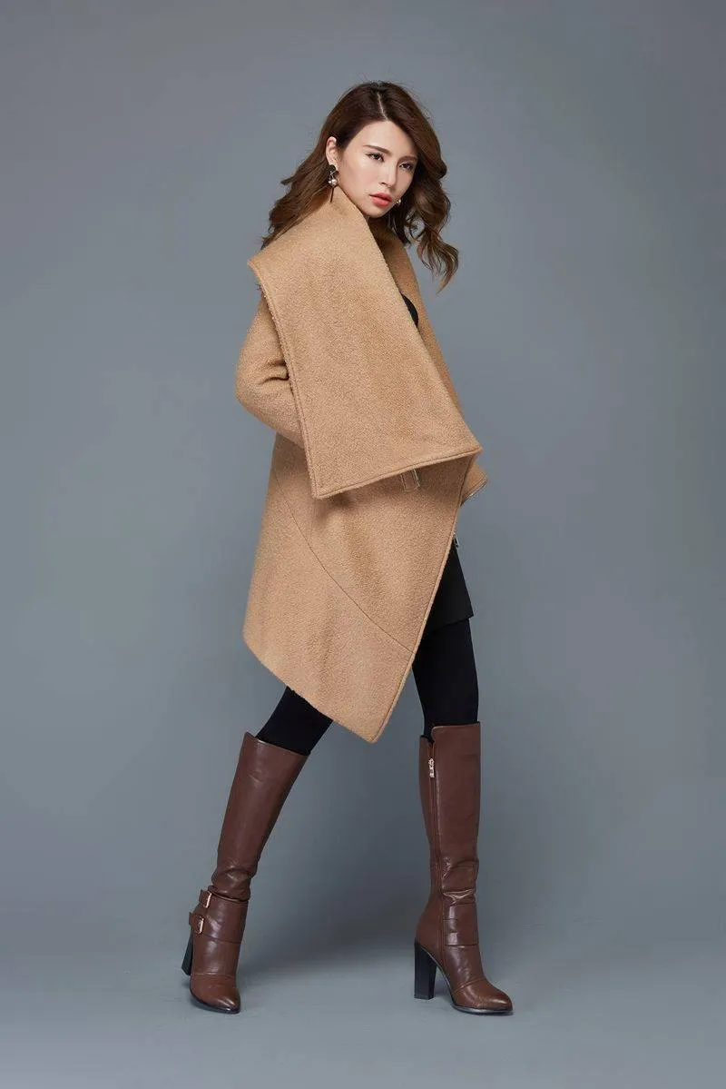 Brown Asymmetrical Winter Wool Coat C959