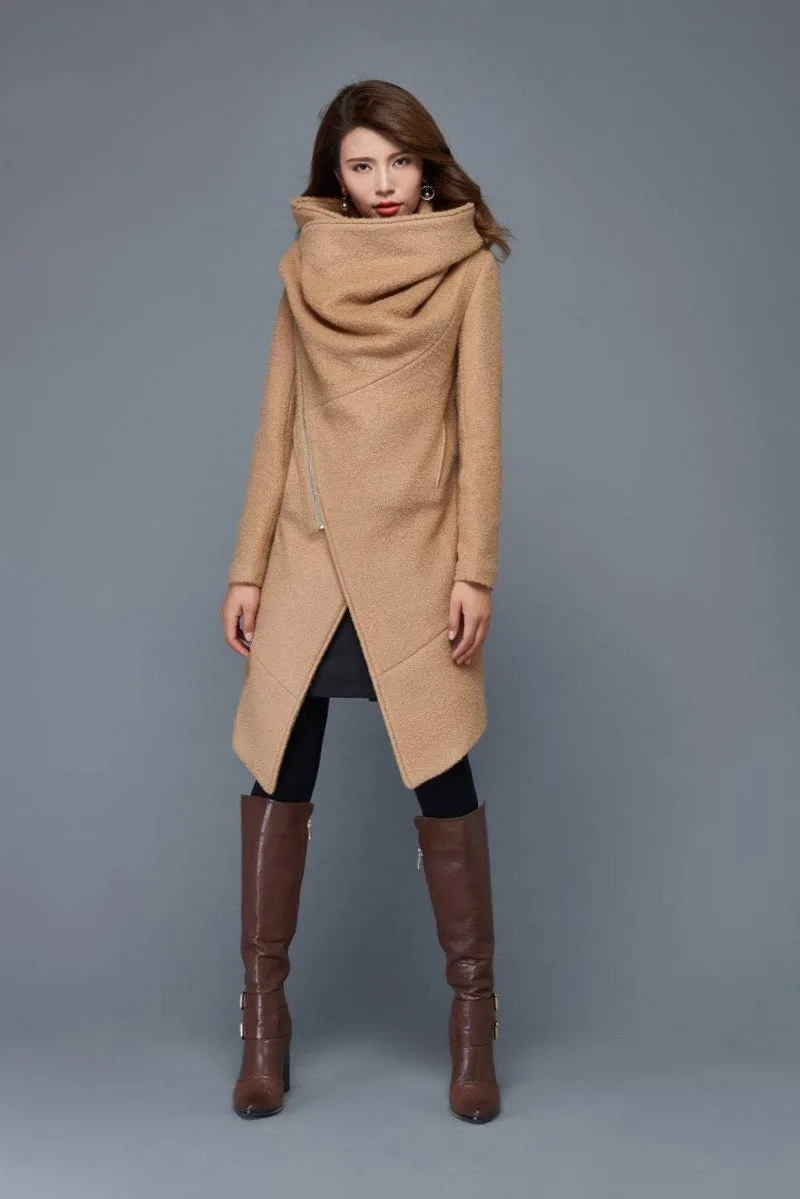 Brown Asymmetrical Winter Wool Coat C959