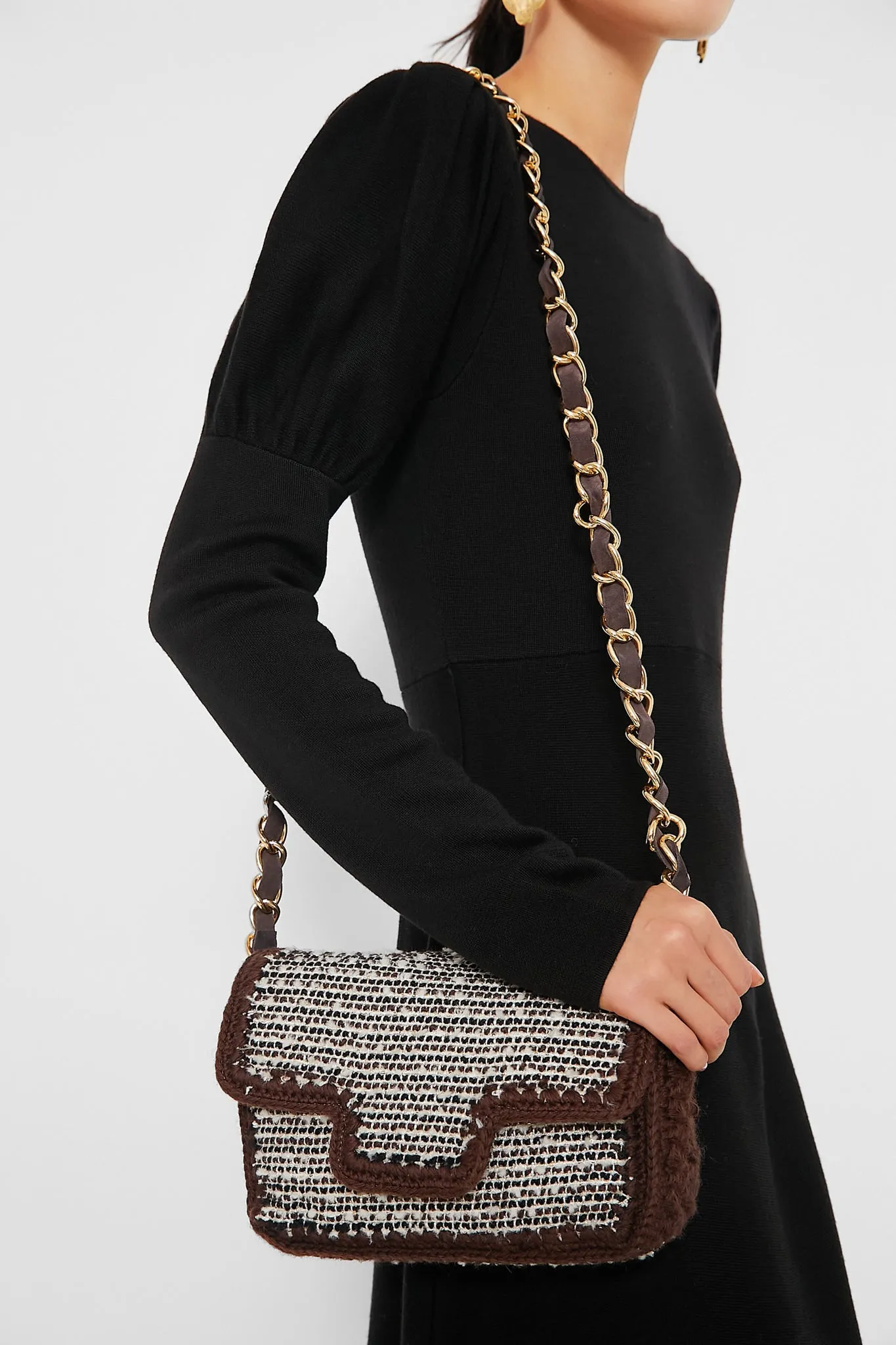 Brown Woven Shoulder Bag