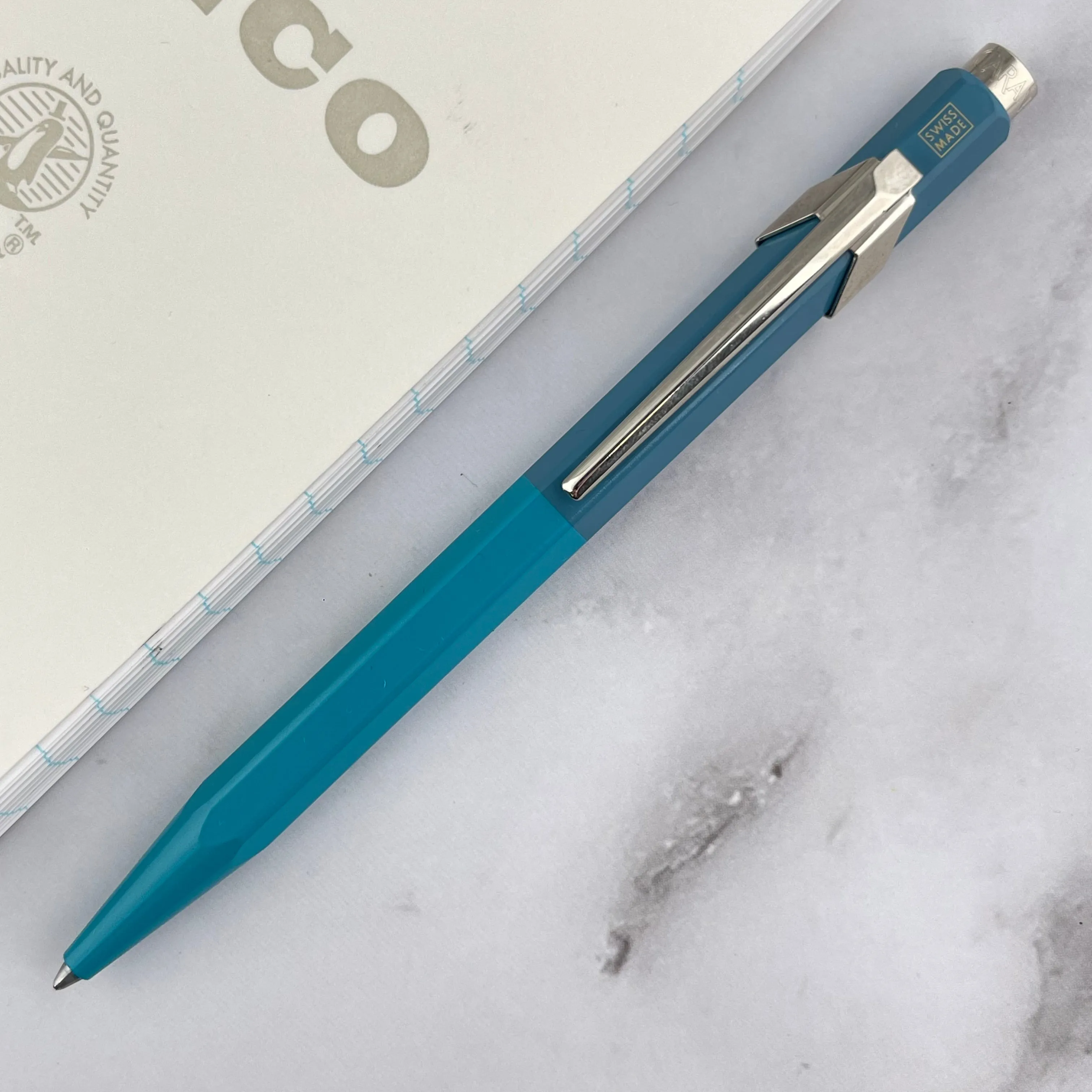 Caran d'Ache Paul Smith 849 Ballpoint Pen - Cyan / Steel (Special Edition)