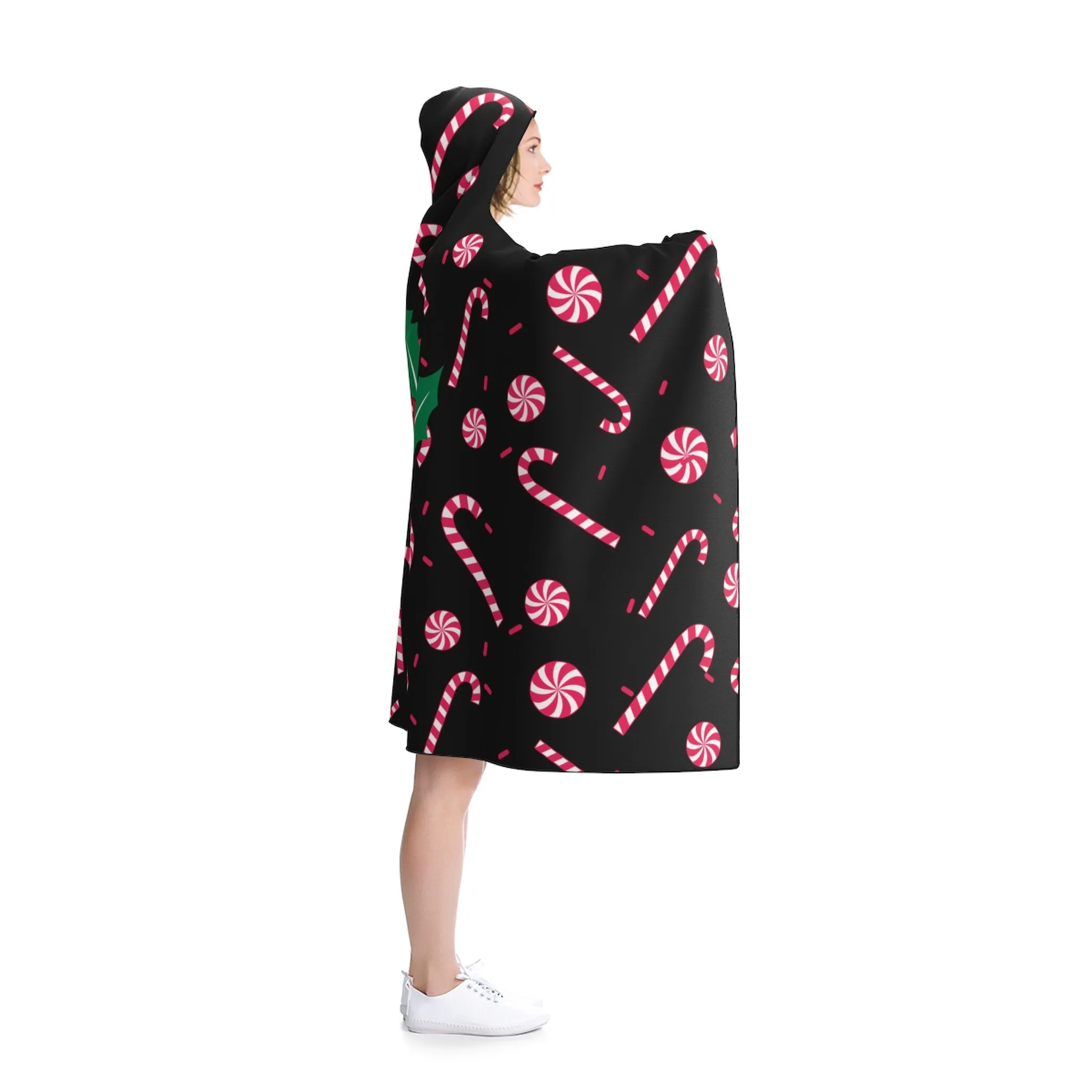 Christmas Hooded Blankets, Black Party Sugar Cane 50"x40", 80"x56" Large Size Blanket