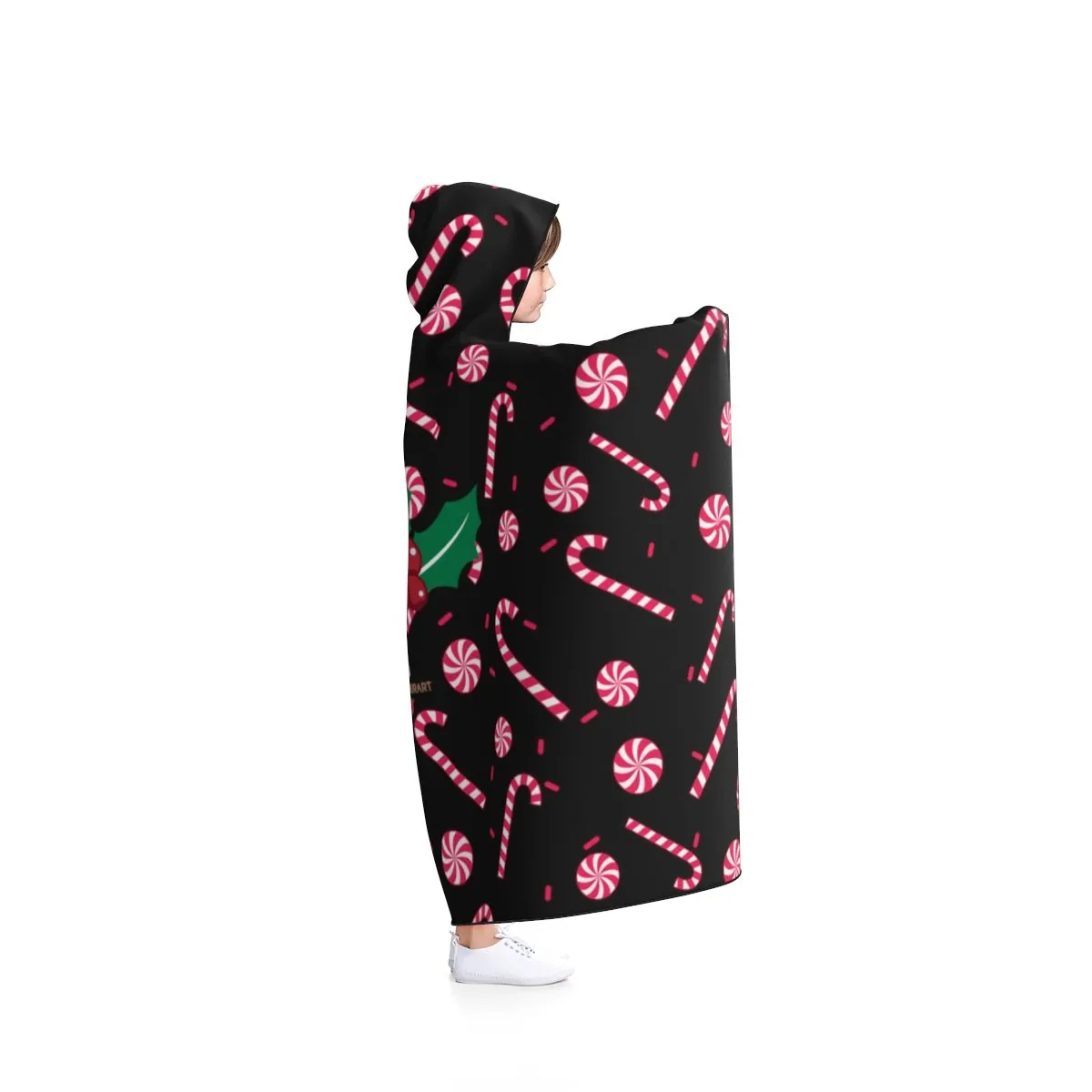 Christmas Hooded Blankets, Black Party Sugar Cane 50"x40", 80"x56" Large Size Blanket