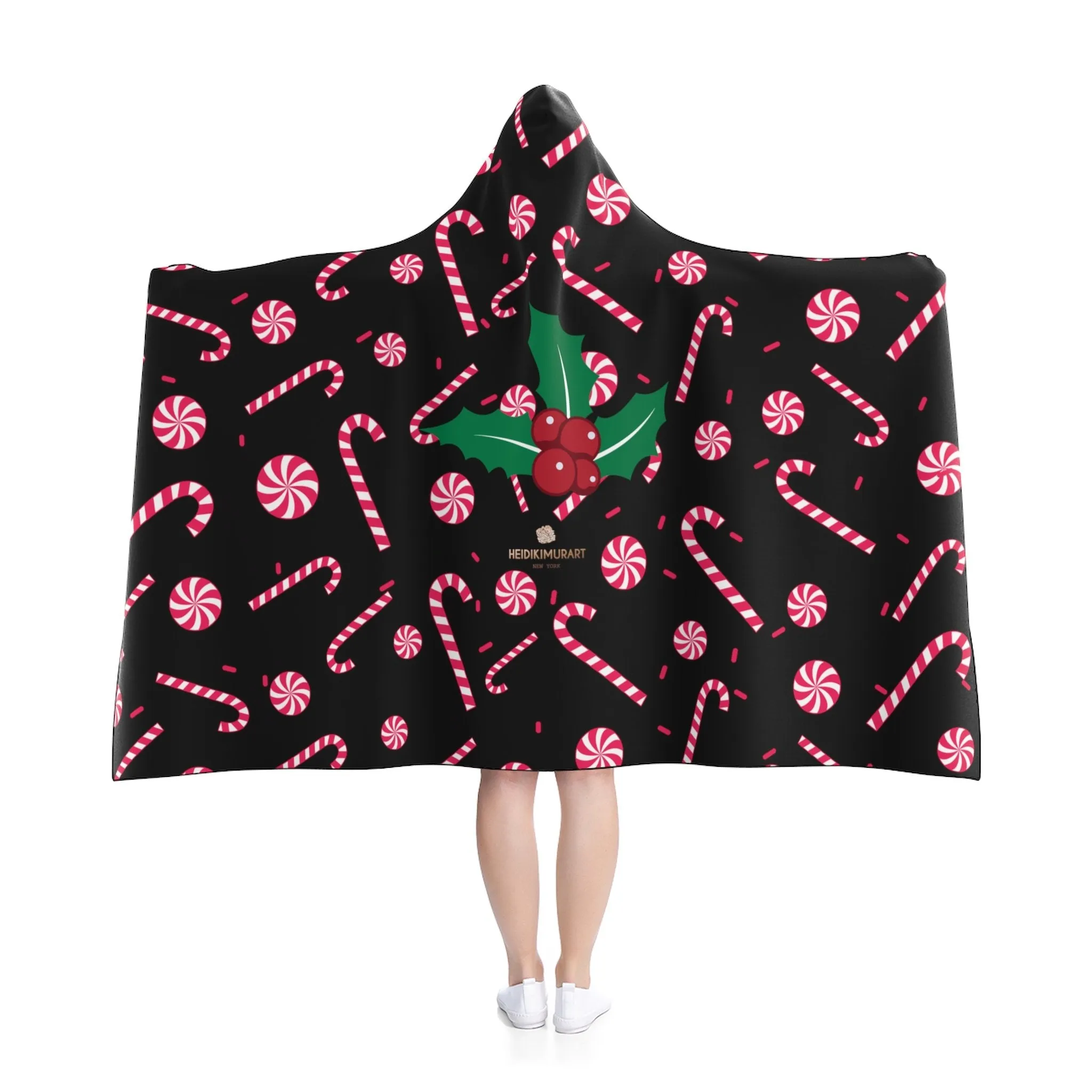 Christmas Hooded Blankets, Black Party Sugar Cane 50"x40", 80"x56" Large Size Blanket