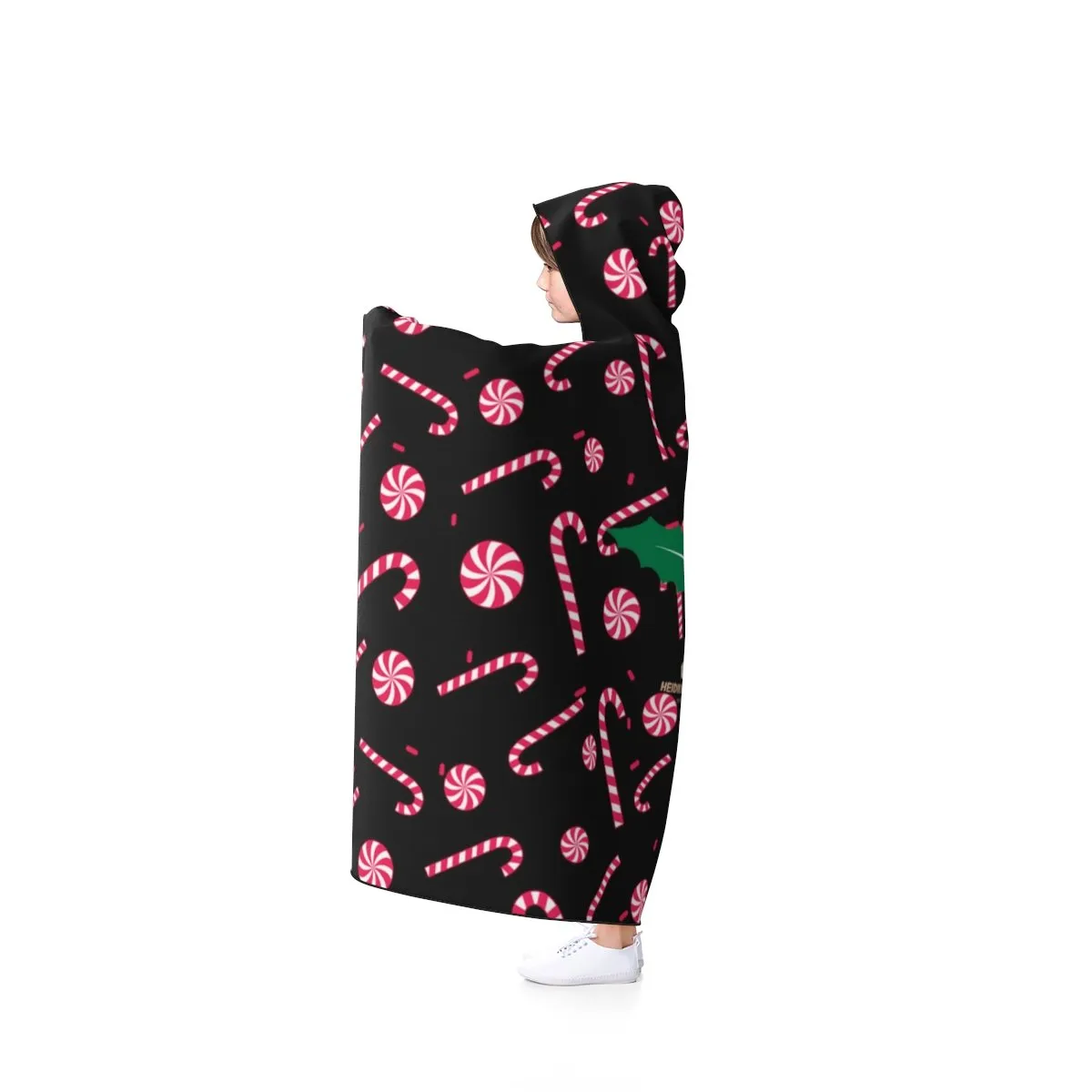 Christmas Hooded Blankets, Black Party Sugar Cane 50"x40", 80"x56" Large Size Blanket