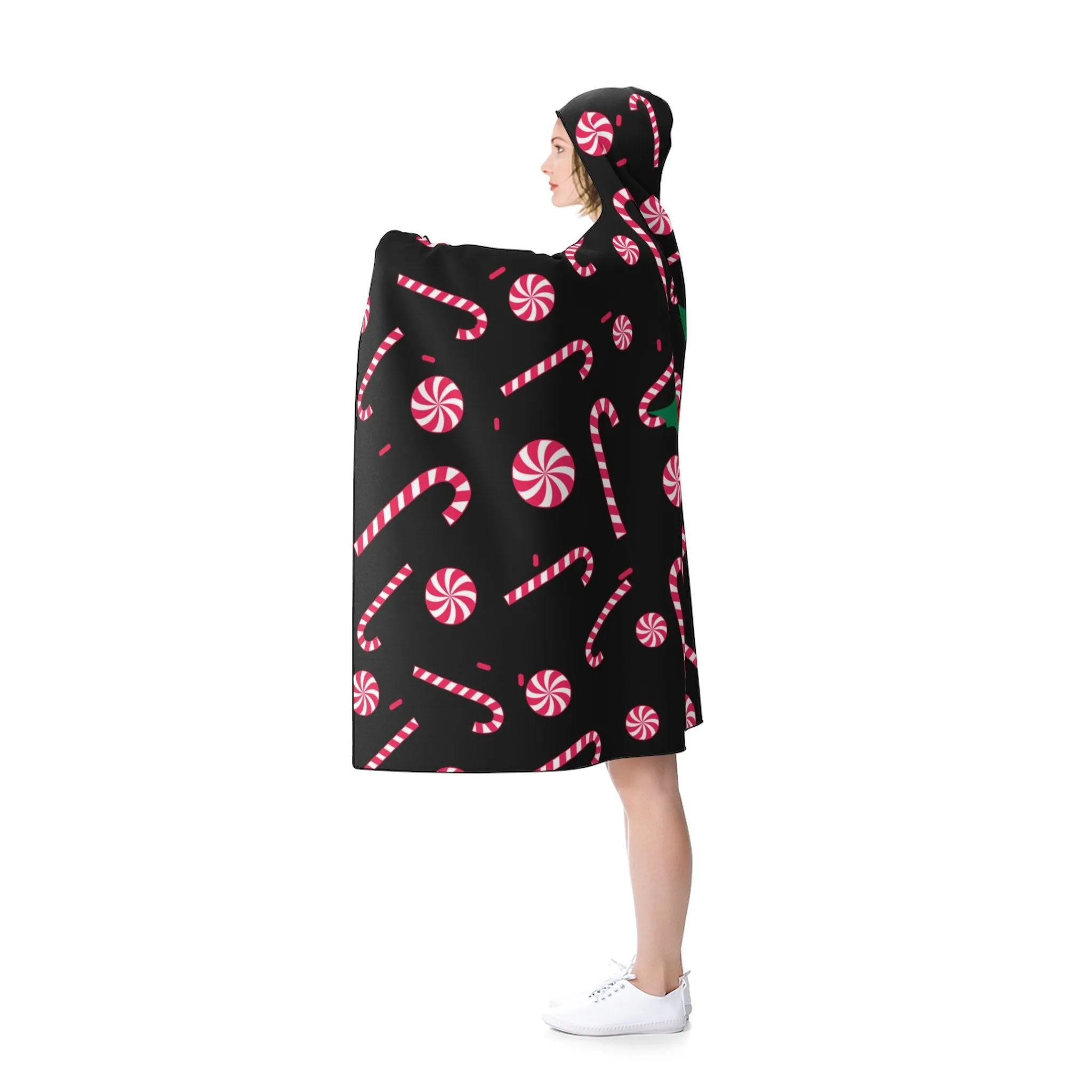 Christmas Hooded Blankets, Black Party Sugar Cane 50"x40", 80"x56" Large Size Blanket