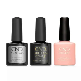 CND - Shellac Xpress5 Combo - Base, Top & Bare Chemise (0.25 oz)