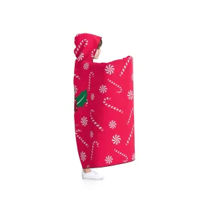 Comfy Lightweight Christmas Red Sugar Cane Designer Holiday Party Hooded Blanket