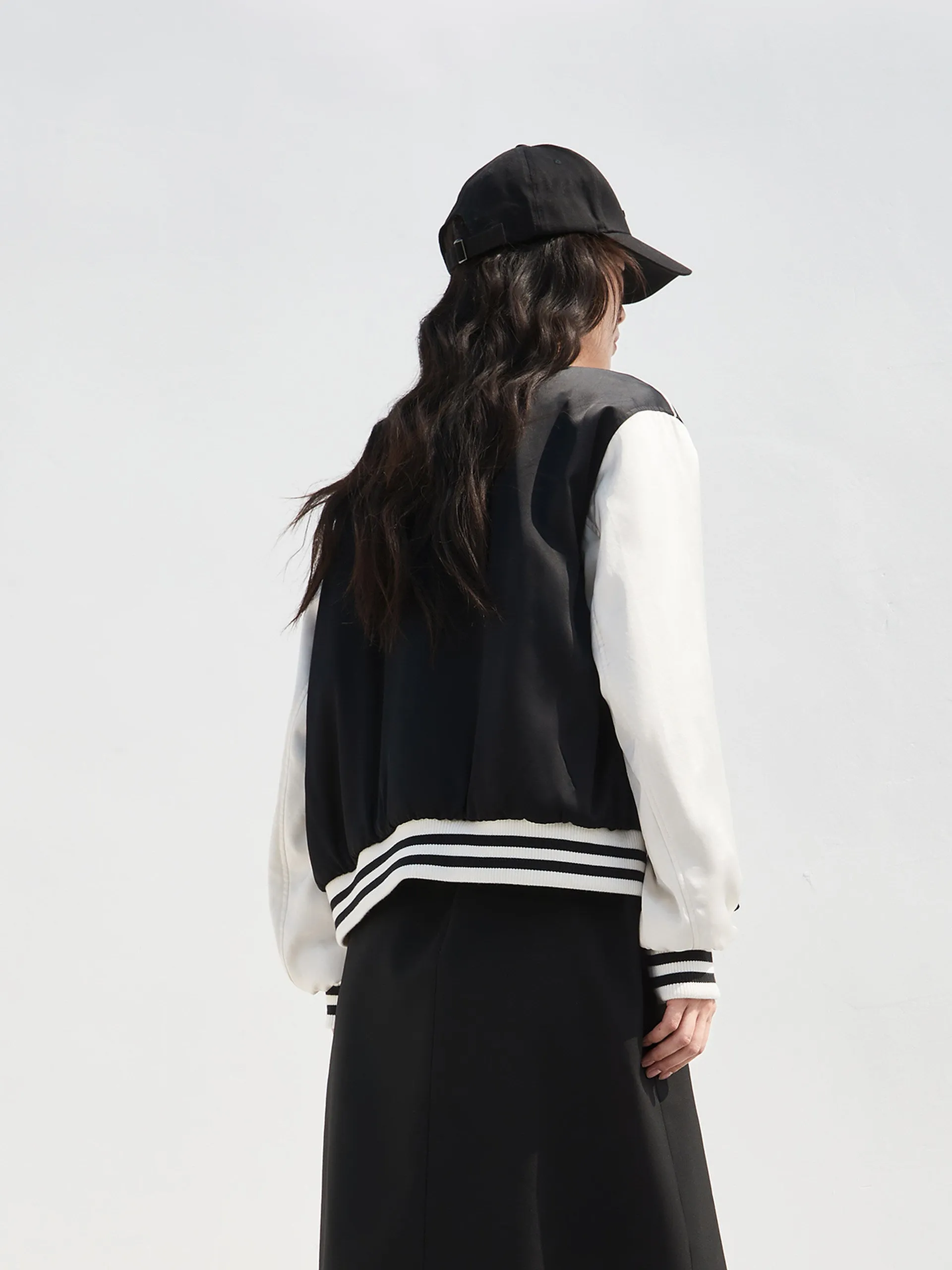 Contrast Logo Baseball Jacket