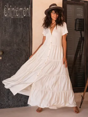 Cotton Maxi Shirt Dress / Off White