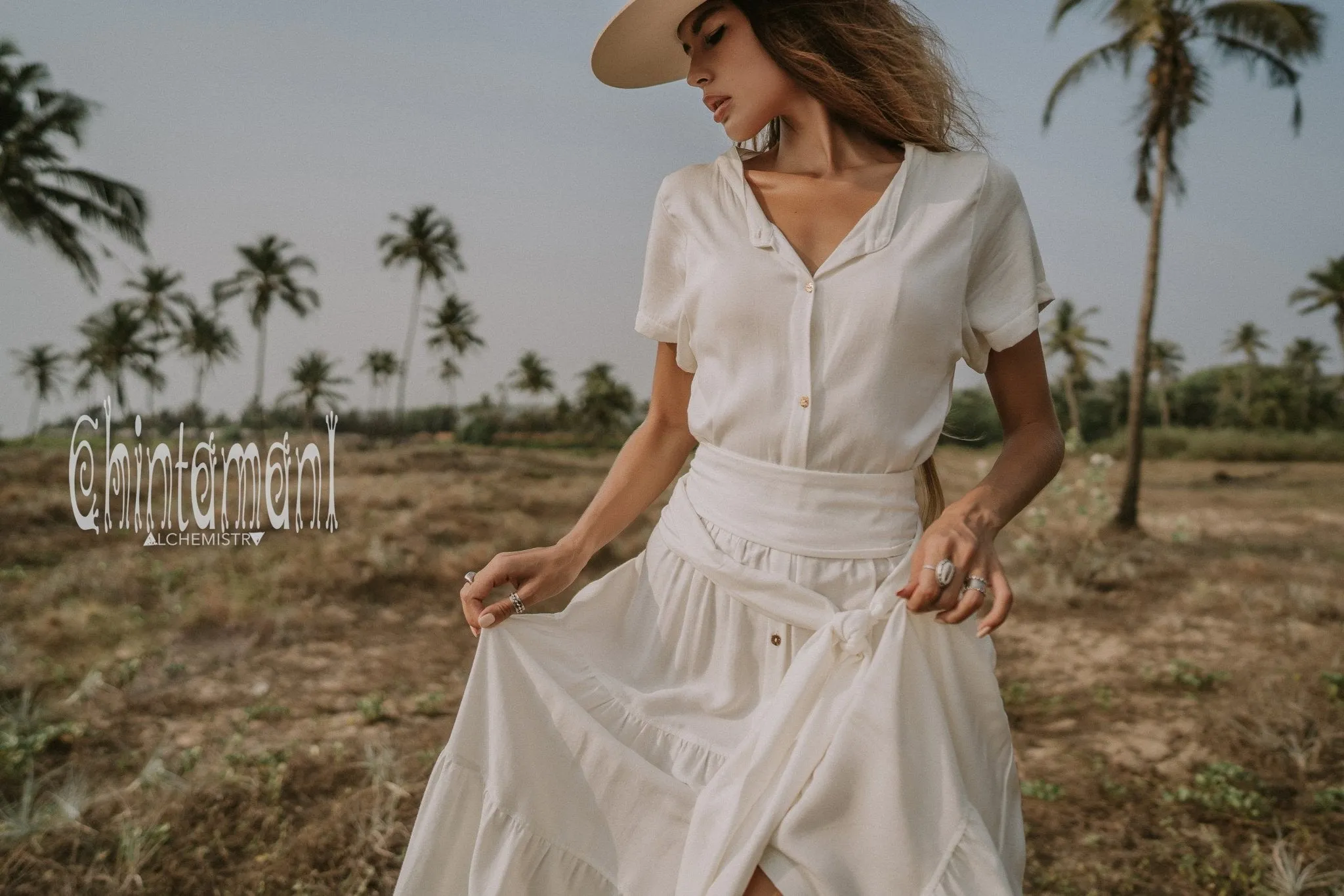 Cotton Maxi Shirt Dress / Off White