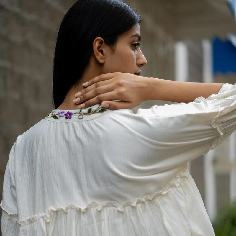 Cotton White Dress for Women | Hand Embroidered