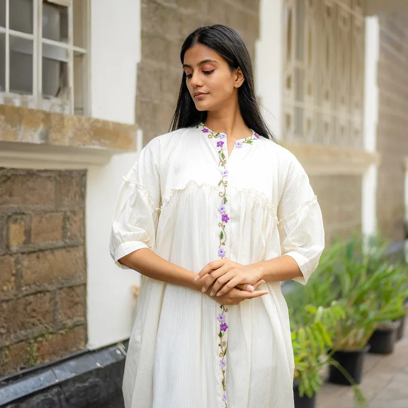 Cotton White Dress for Women | Hand Embroidered