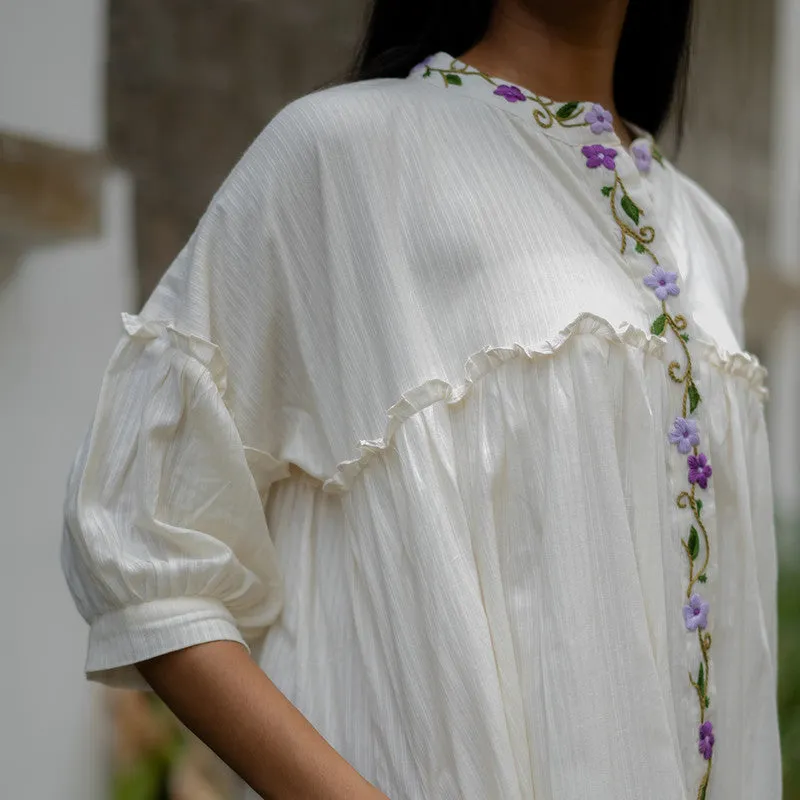 Cotton White Dress for Women | Hand Embroidered