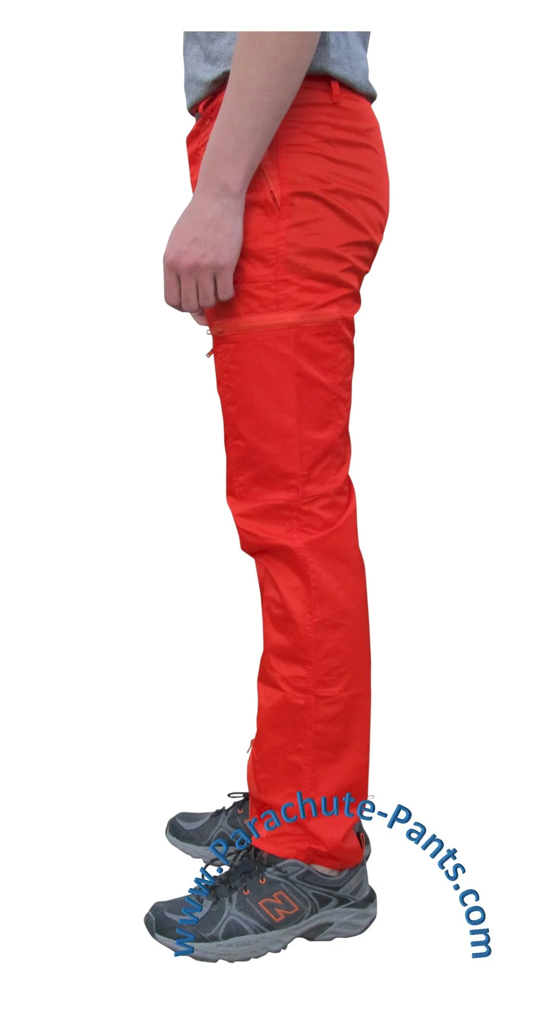 Countdown Red Classic Nylon Parachute Pants with Red Zippers