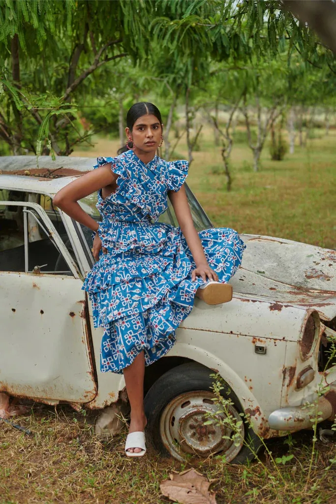 Criss Cross Desert Bluebell Long Dress