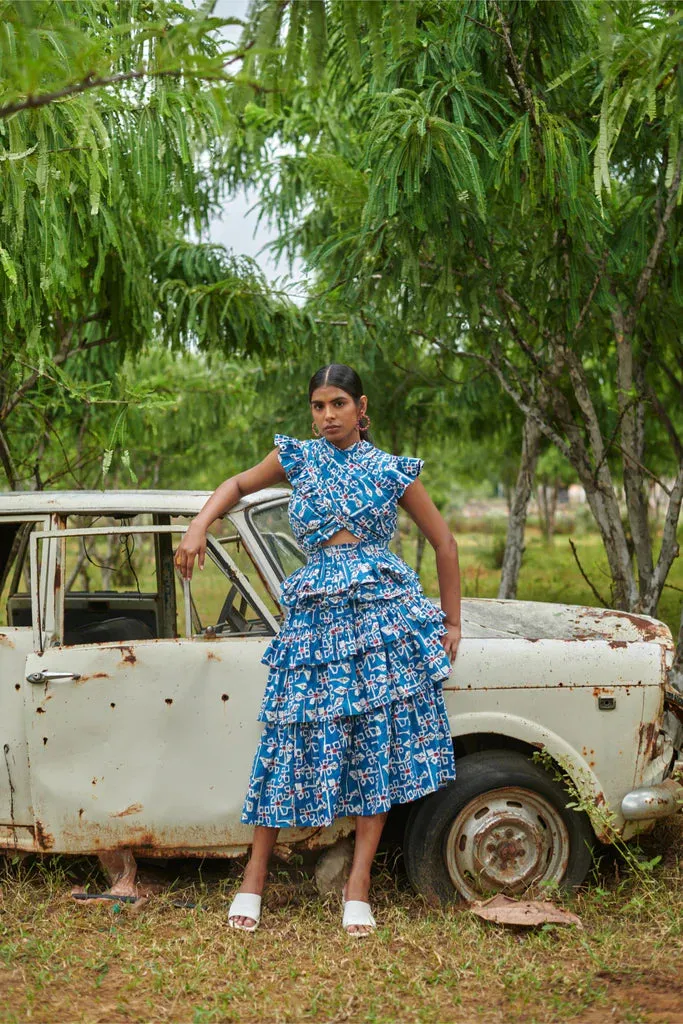 Criss Cross Desert Bluebell Long Dress