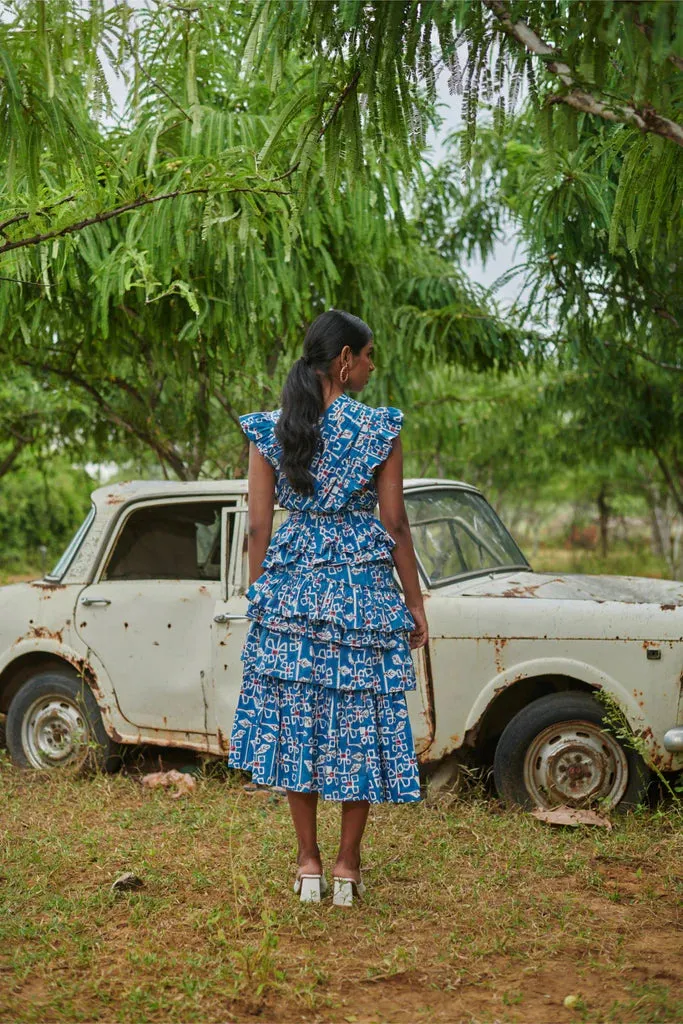 Criss Cross Desert Bluebell Long Dress